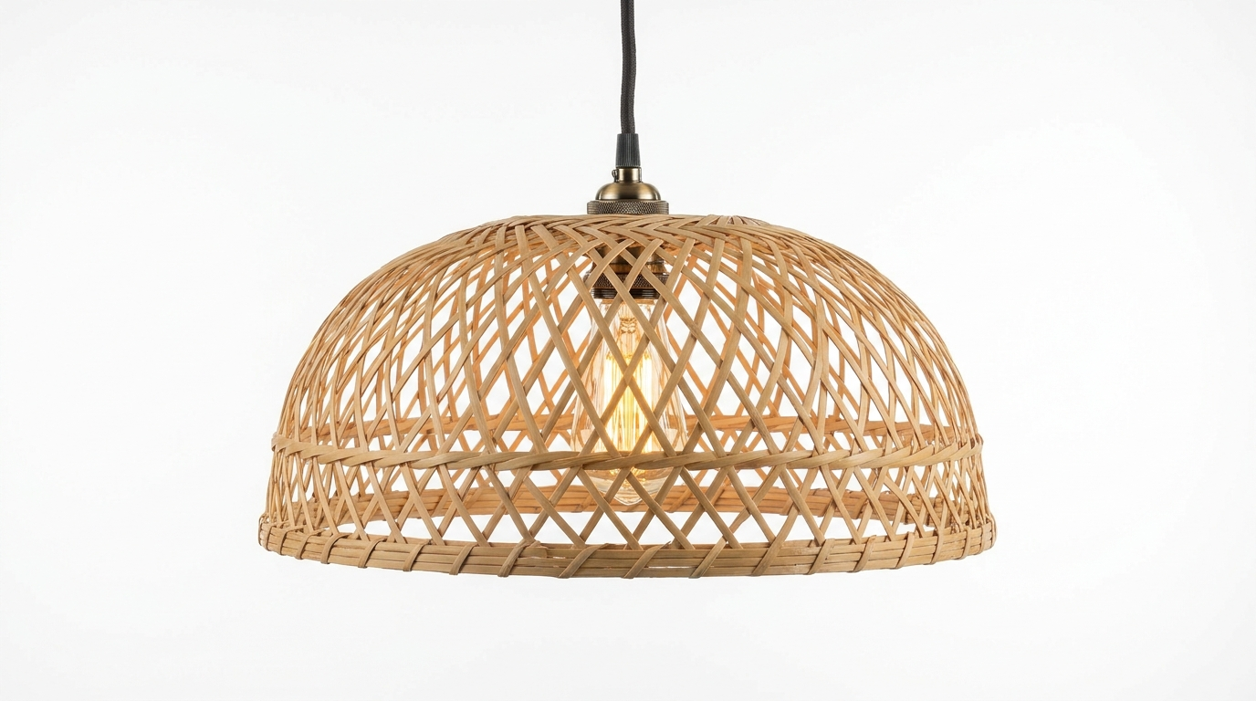 Boho Handwoven Bamboo Pendant Light