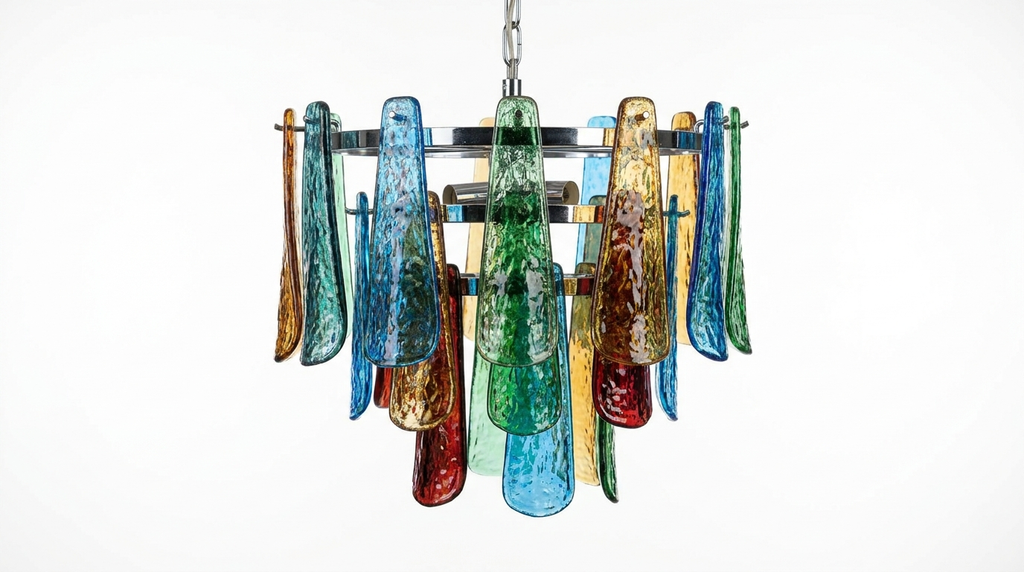 Retro Mazzega Murano Colorful Glass Chandelier