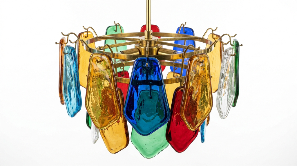 Retro Mazzega Murano Colorful Glass Chandelier