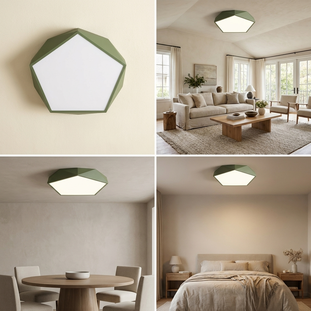 Macaron Pentagonal LED Ceiling Light lifestyle image - Higgsfield lux20v1 - hero