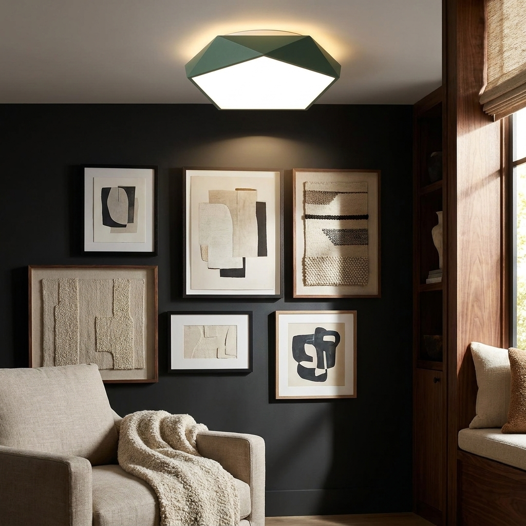 Macaron Pentagonal LED Ceiling Light lifestyle image - Higgsfield lux20v1 - a6