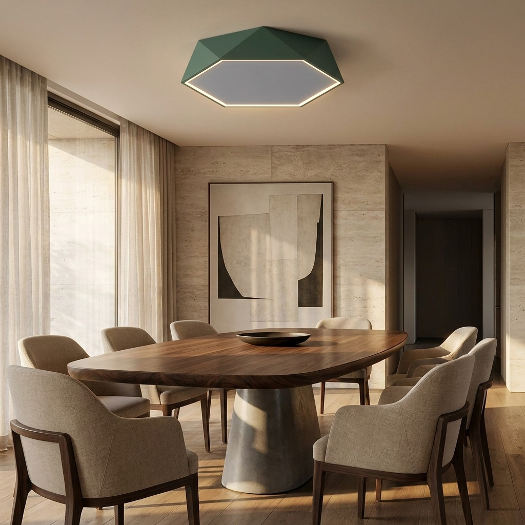 Macaron Pentagonal LED Ceiling Light lifestyle image - Higgsfield lux20v1 - a7