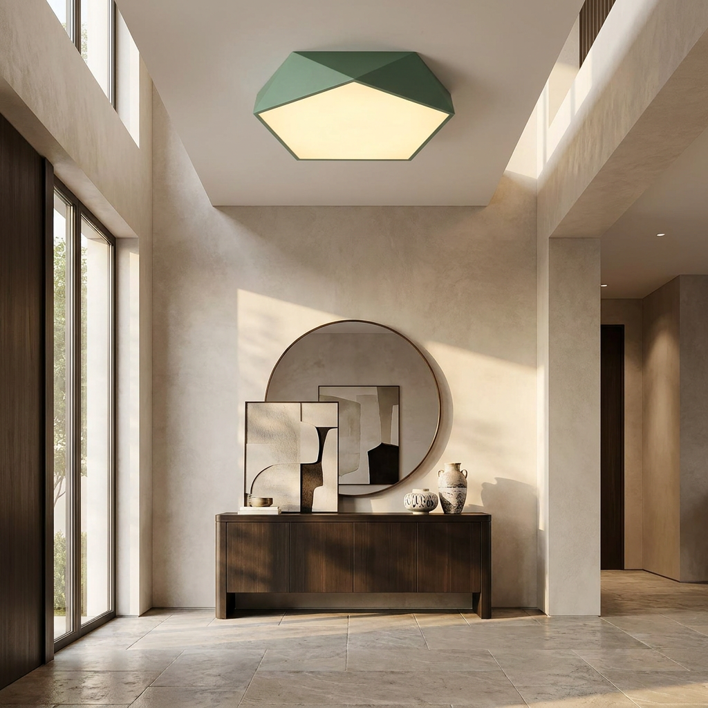 Macaron Pentagonal LED Ceiling Light lifestyle image - Higgsfield lux20v1 - a9