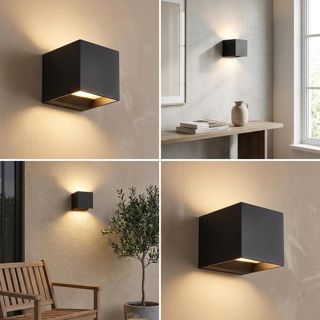 Aera Cube Nordic Iron LED Wall Lamp lifestyle image - Higgsfield lux20v1 - a2