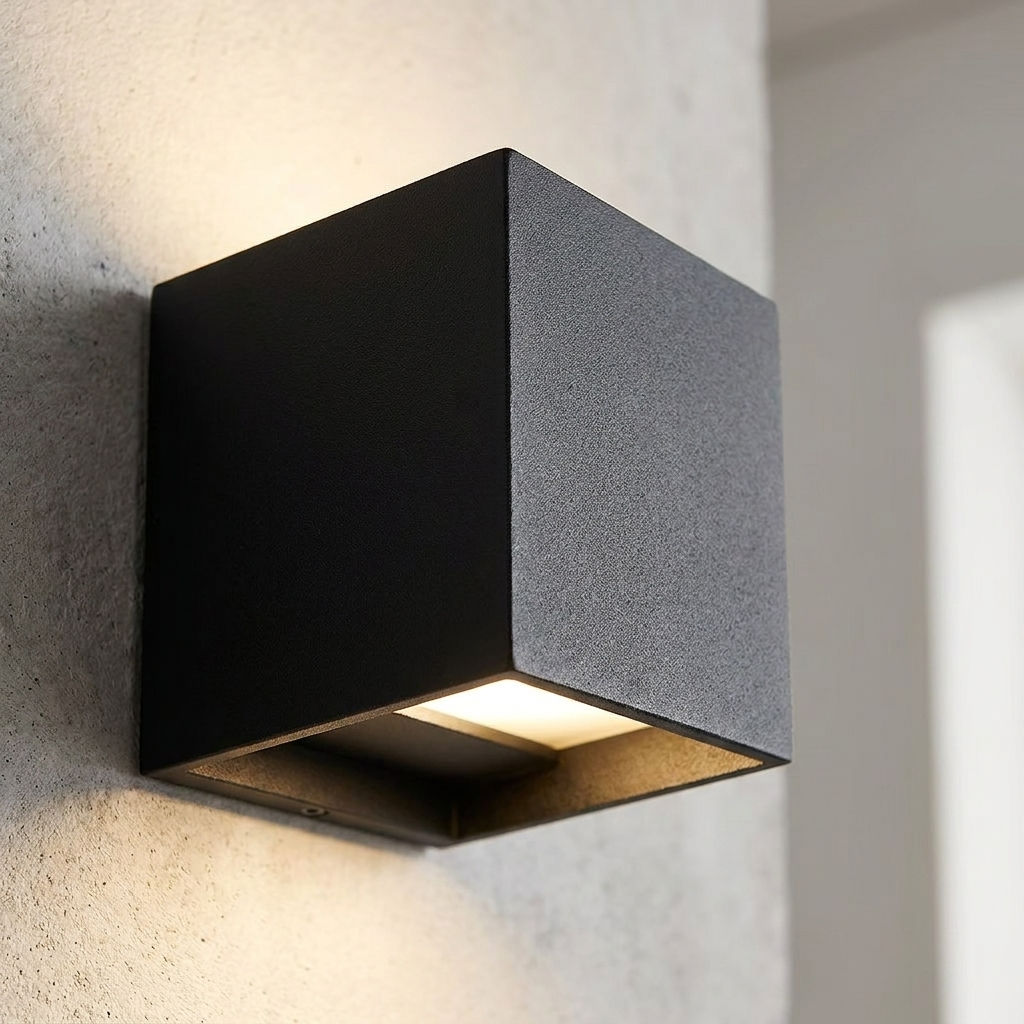 Aera Cube Nordic Iron LED Wall Lamp lifestyle image - Higgsfield lux20v1 - a3