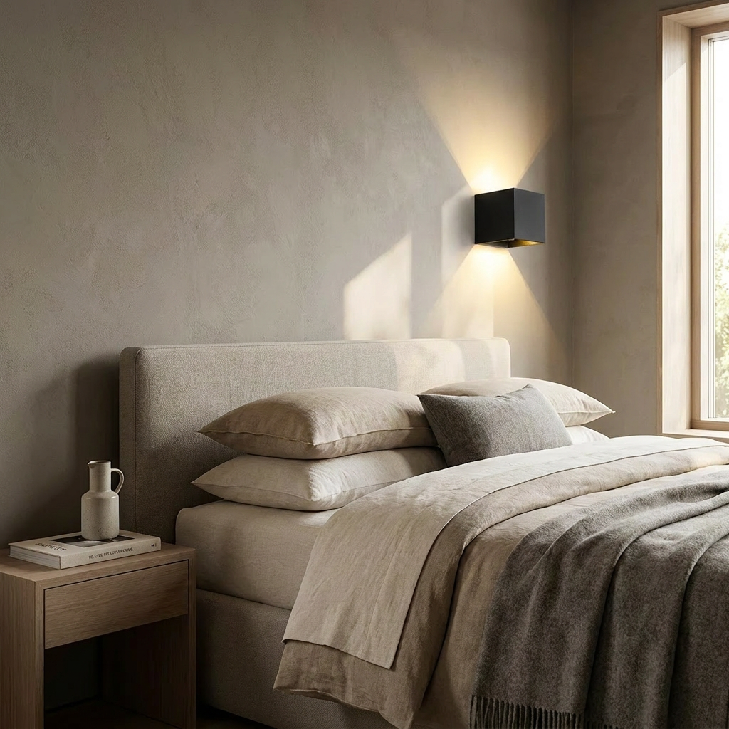 Aera Cube Nordic Iron LED Wall Lamp lifestyle image - Higgsfield lux20v1 - a8
