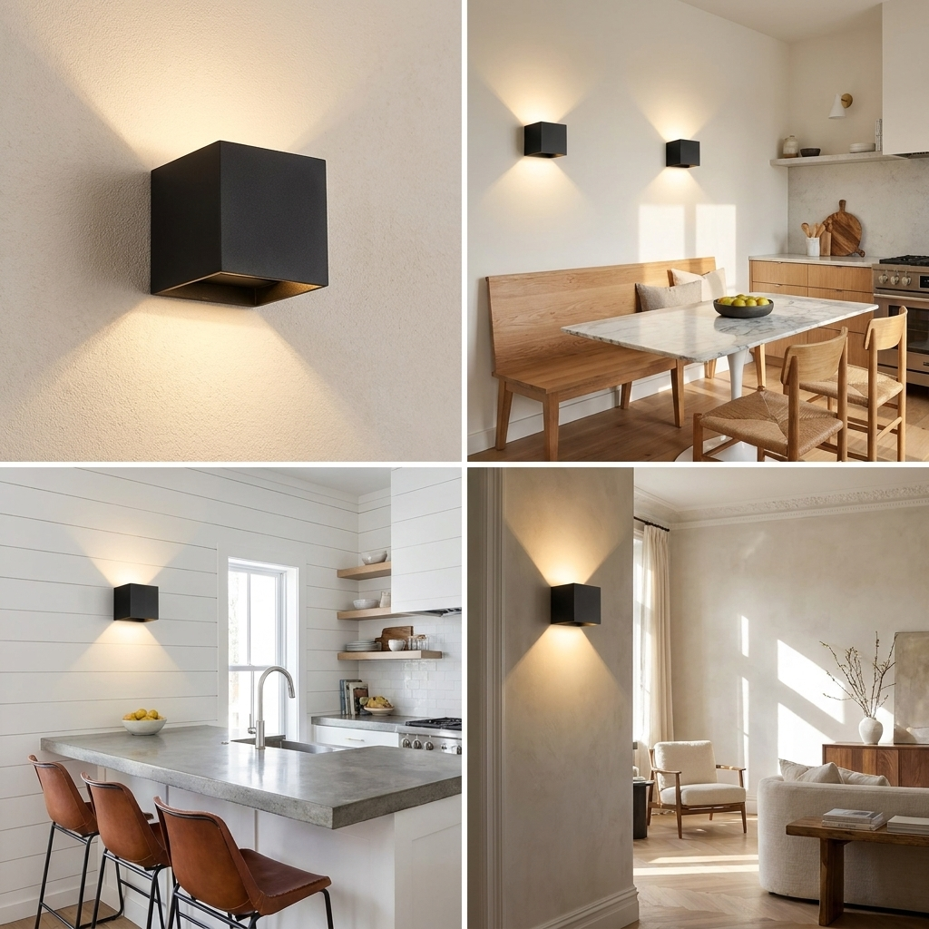 Aera Cube Nordic Iron LED Wall Lamp lifestyle image - Higgsfield lux20v1 - a10