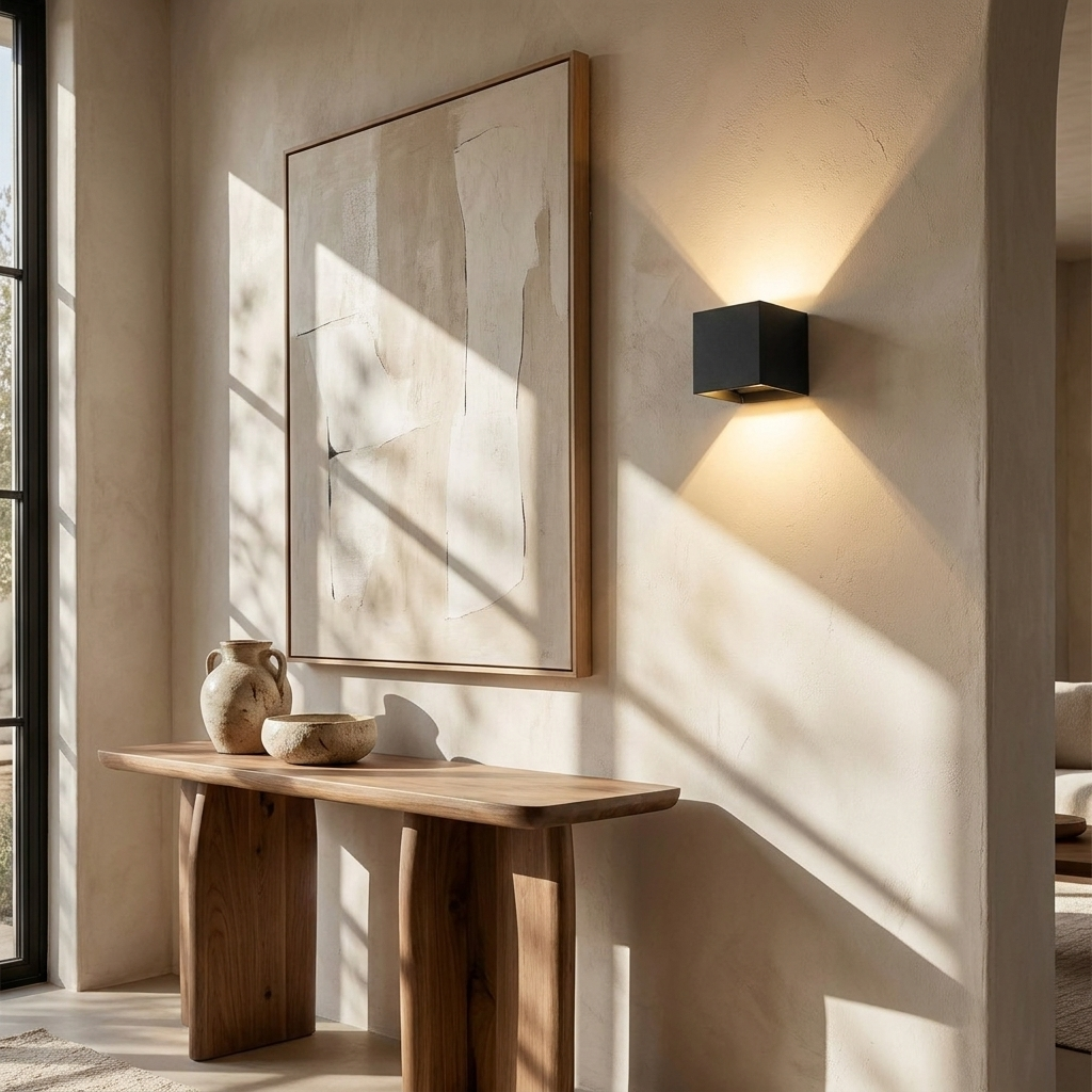 Aera Cube Nordic Iron LED Wall Lamp lifestyle image - Higgsfield lux20v1 - a16