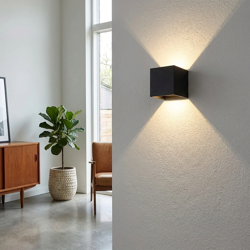 Aera Cube Nordic Iron LED Wall Lamp lifestyle image - Higgsfield lux20v1 - a18