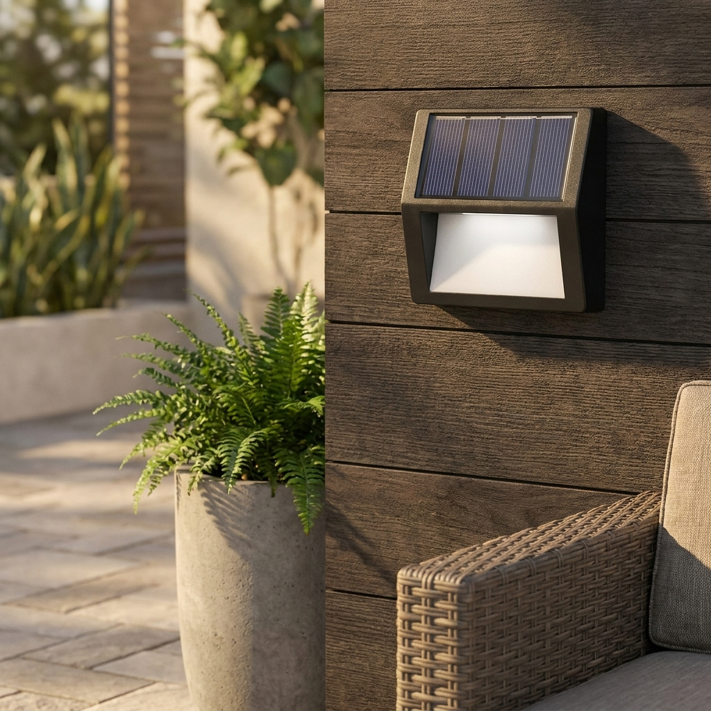 Waterproof LED Solar Minimalist Outdoor Lights lifestyle image - Higgsfield lux20v1 - a19