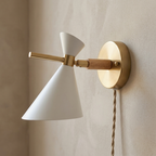 NordicGlow - Simple Nordic wall lamp with horn shade lifestyle image - Higgsfield lux20v1 - a2