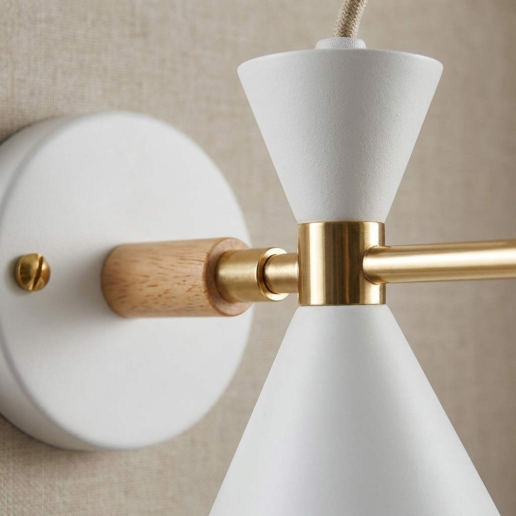NordicGlow - Simple Nordic wall lamp with horn shade lifestyle image - Higgsfield lux20v1 - a3