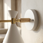 NordicGlow - Simple Nordic wall lamp with horn shade lifestyle image - Higgsfield lux20v1 - a4