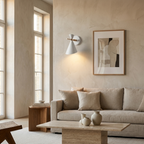 NordicGlow - Simple Nordic wall lamp with horn shade lifestyle image - Higgsfield lux20v1 - a5