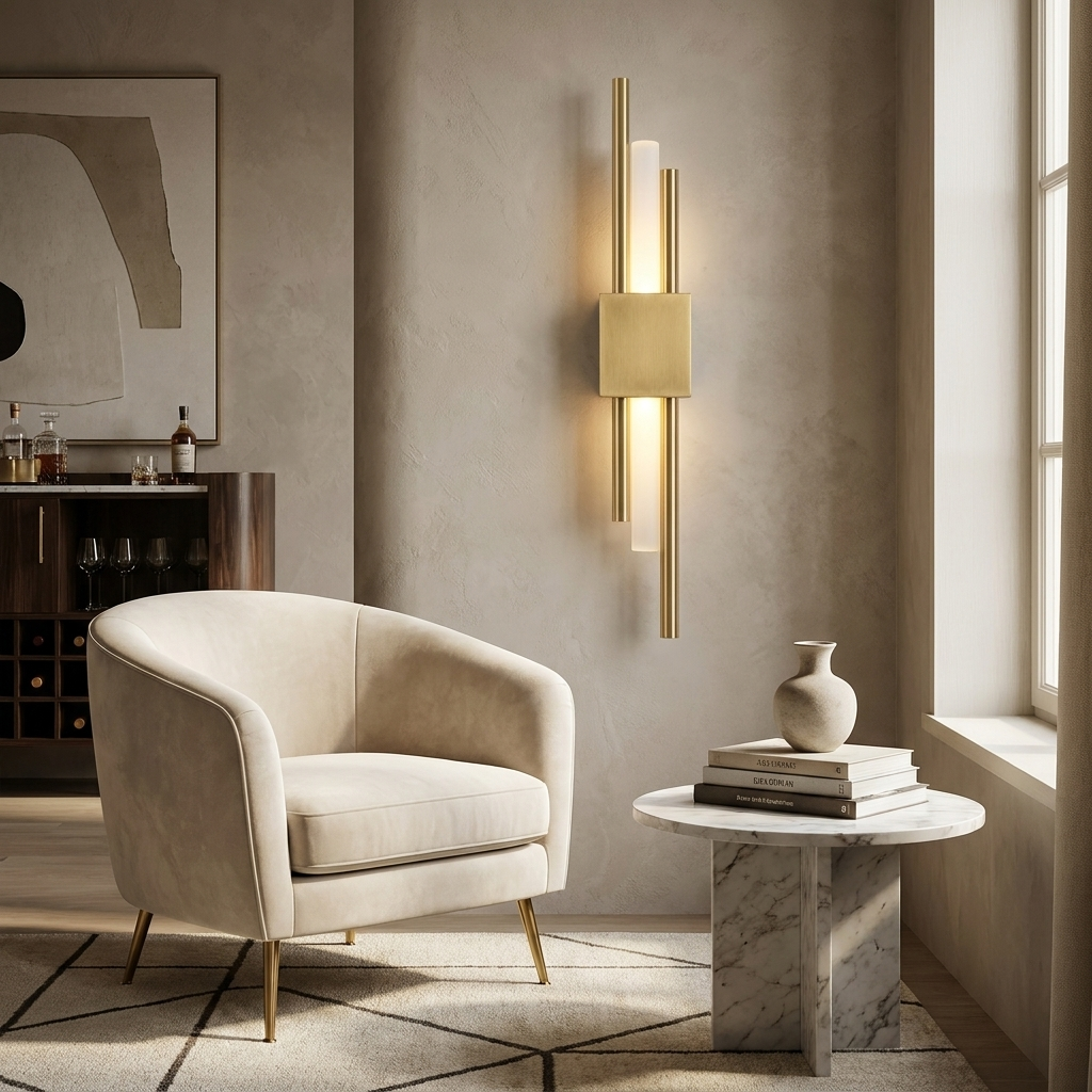 LuminArt - Stylish Black/Gold LED Light lifestyle image - Higgsfield lux20v1 - a14