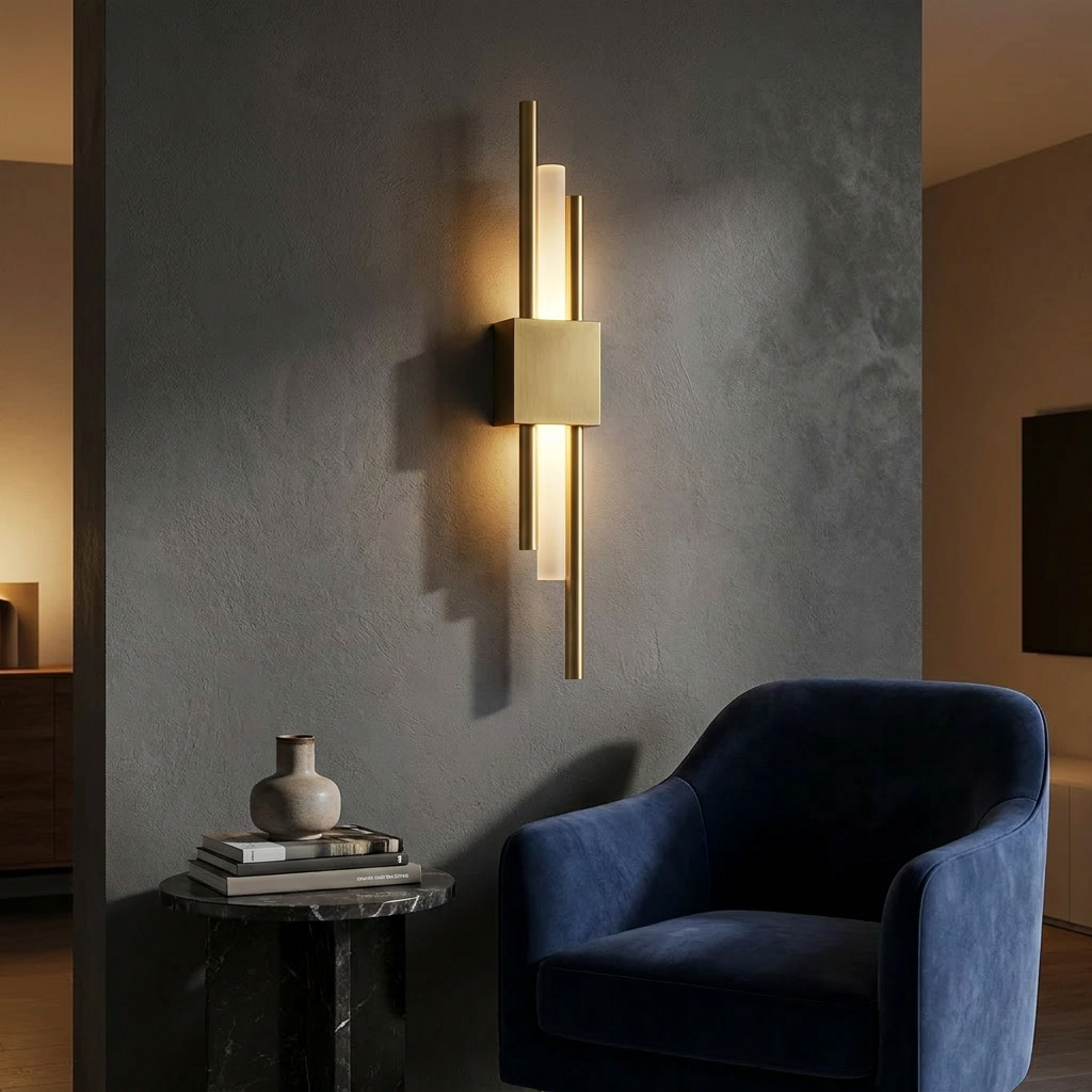 LuminArt - Stylish Black/Gold LED Light lifestyle image - Higgsfield lux20v1 - a15