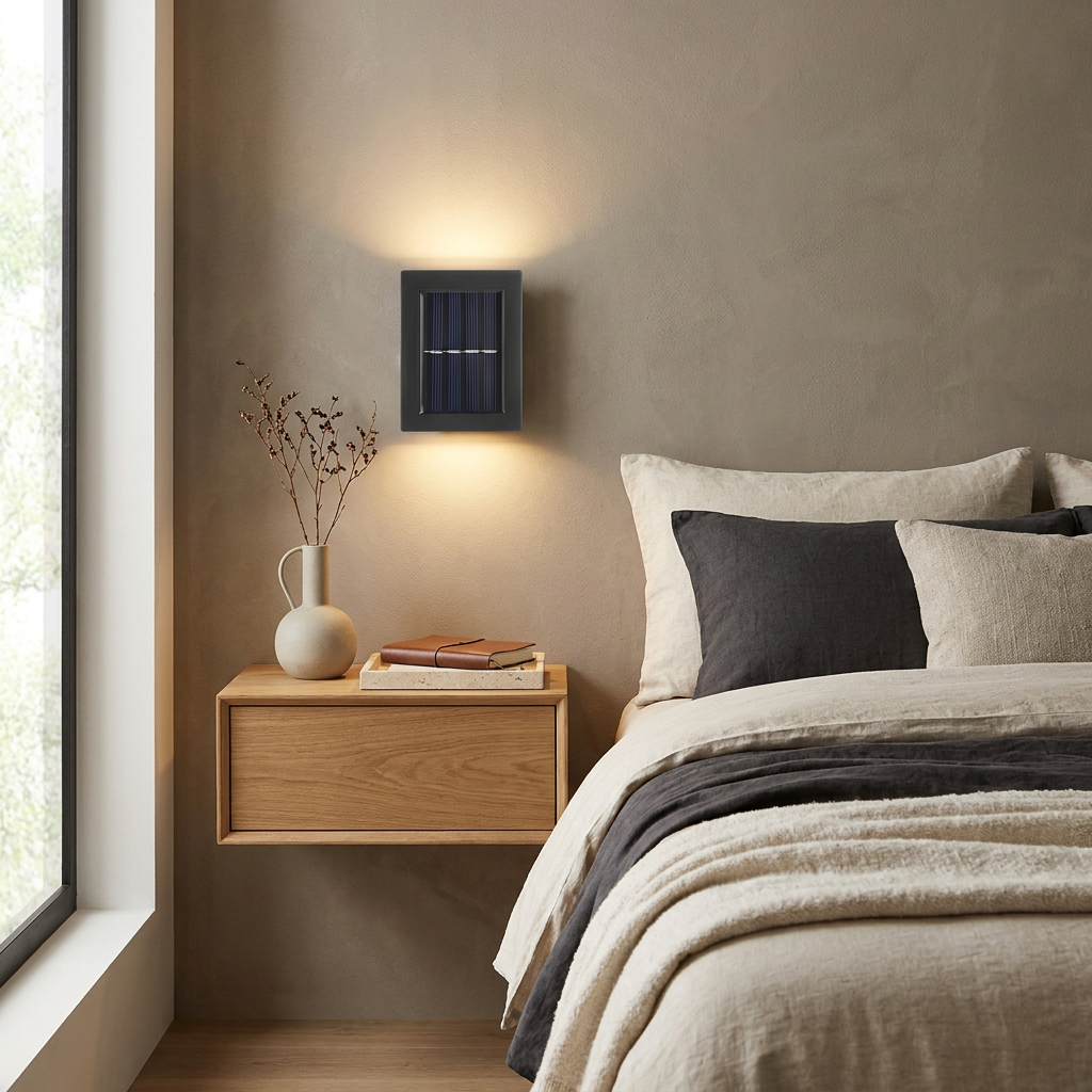 Solar Up and Down IP65 Waterproof LED Outdoor Wall Light lifestyle image - Higgsfield lux20v1 - a8