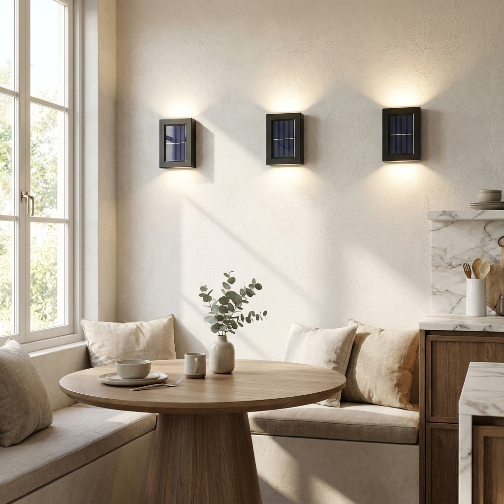 Solar Up and Down IP65 Waterproof LED Outdoor Wall Light lifestyle image - Higgsfield lux20v1 - a10