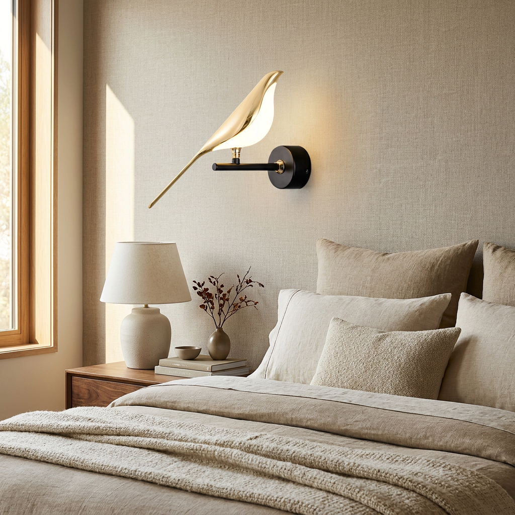 LumiVogel - Modern Bird Shape Lamp lifestyle image - Higgsfield lux20v1 - a8