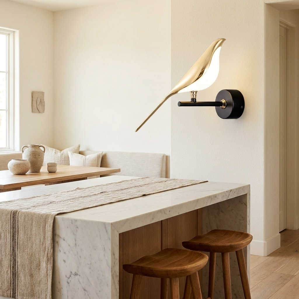 LumiVogel - Modern Bird Shape Lamp lifestyle image - Higgsfield lux20v1 - a10