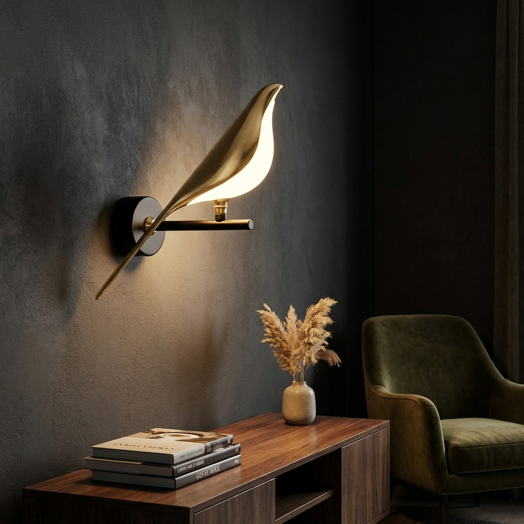 LumiVogel - Modern Bird Shape Lamp lifestyle image - Higgsfield lux20v1 - a15