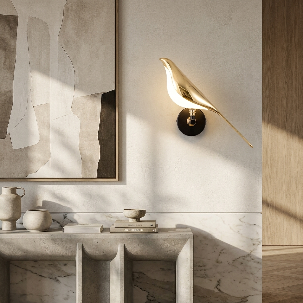 LumiVogel - Modern Bird Shape Lamp lifestyle image - Higgsfield lux20v1 - a16