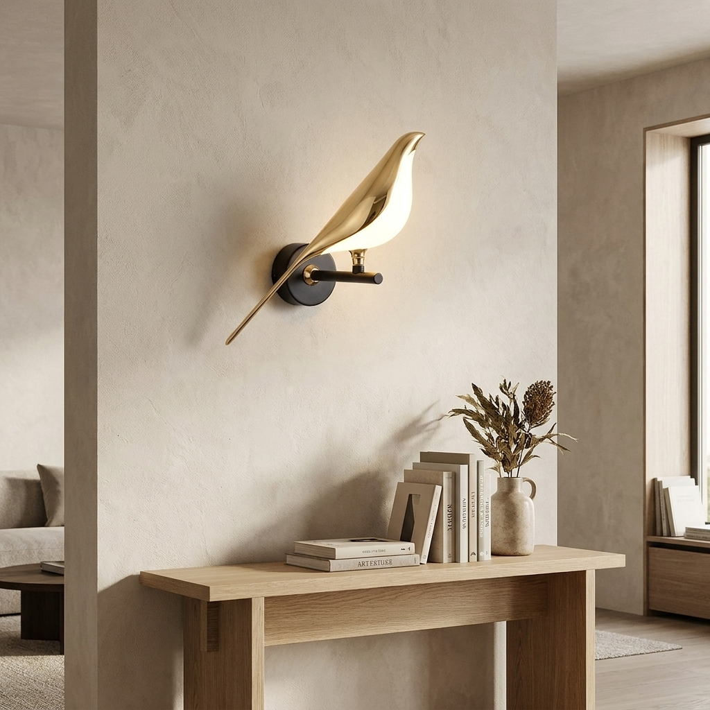LumiVogel - Modern Bird Shape Lamp lifestyle image - Higgsfield lux20v1 - a17