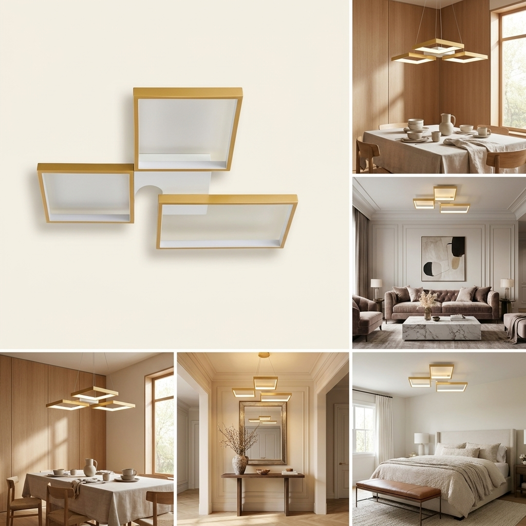 LED Chandelier Square Lamp lifestyle image - Higgsfield lux20v1 - hero
