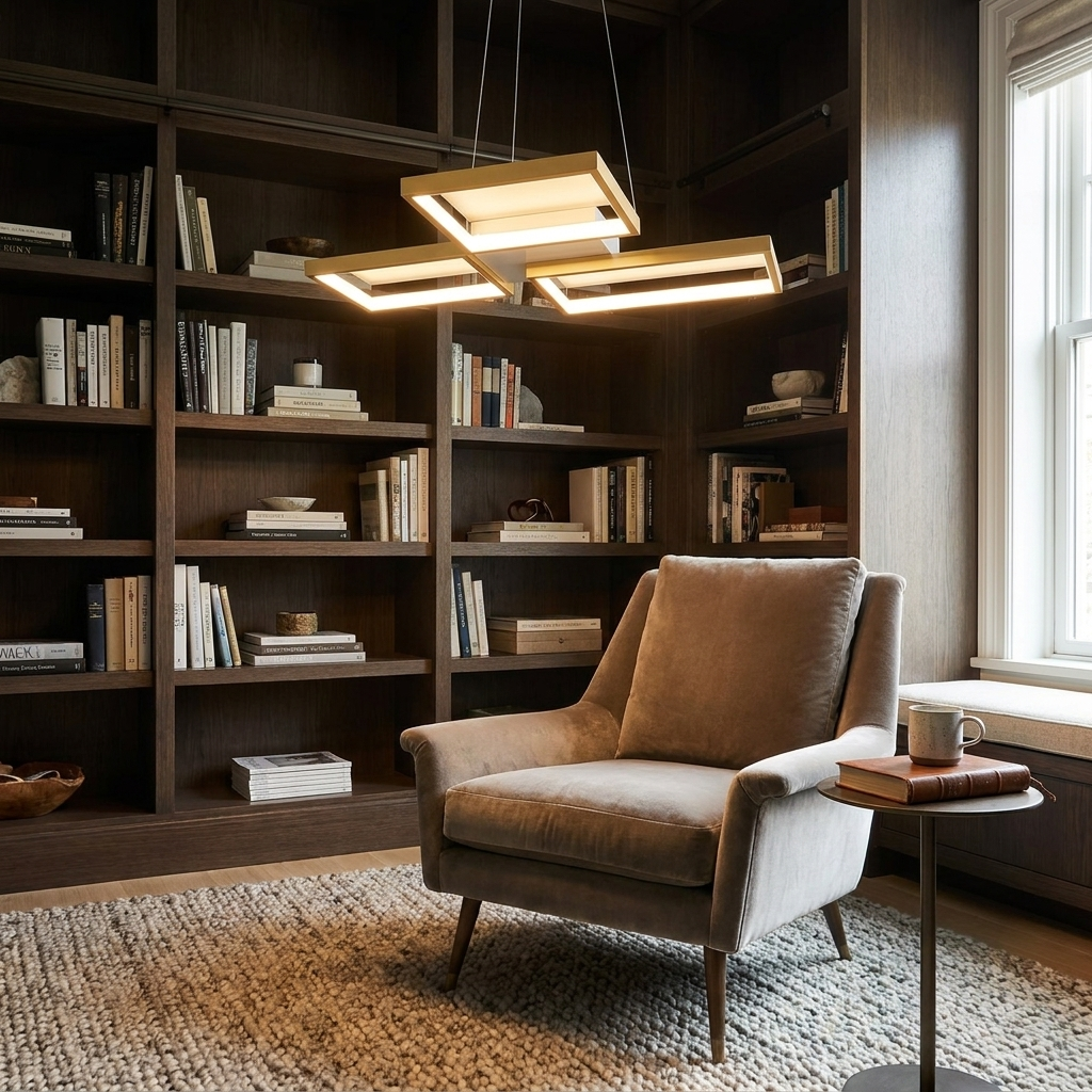 LED Chandelier Square Lamp lifestyle image - Higgsfield lux20v1 - a13