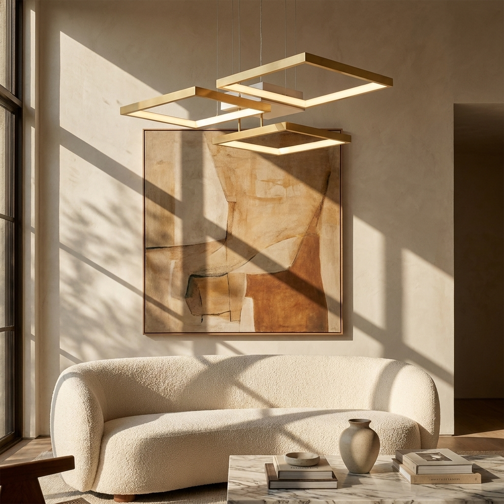 LED Chandelier Square Lamp lifestyle image - Higgsfield lux20v1 - a16