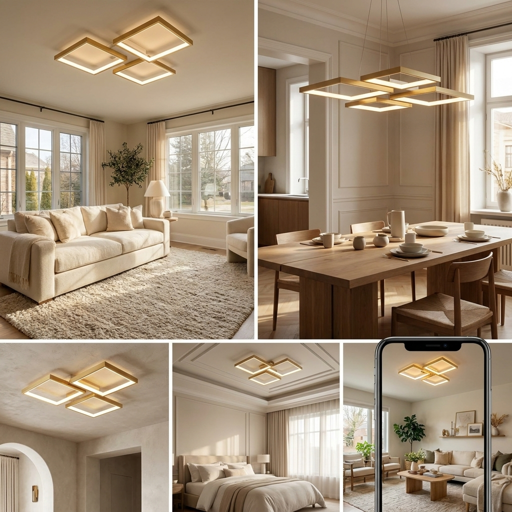 LED Chandelier Square Lamp lifestyle image - Higgsfield lux20v1 - a18