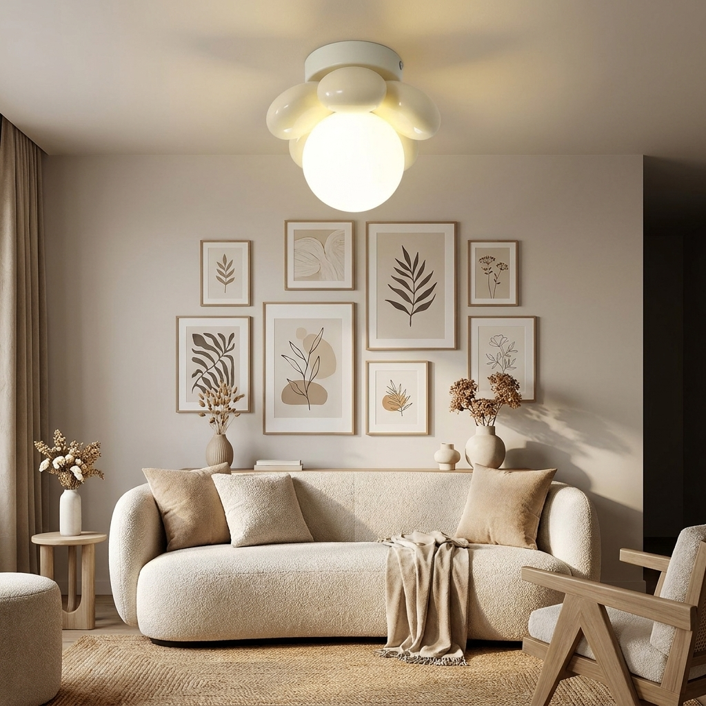 Ceiling Light with Scandinavian flowers lifestyle image - Higgsfield lux20v1 - a6