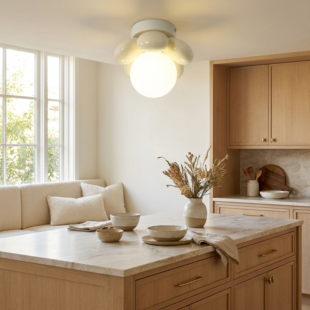 Ceiling Light with Scandinavian flowers lifestyle image - Higgsfield lux20v1 - a10