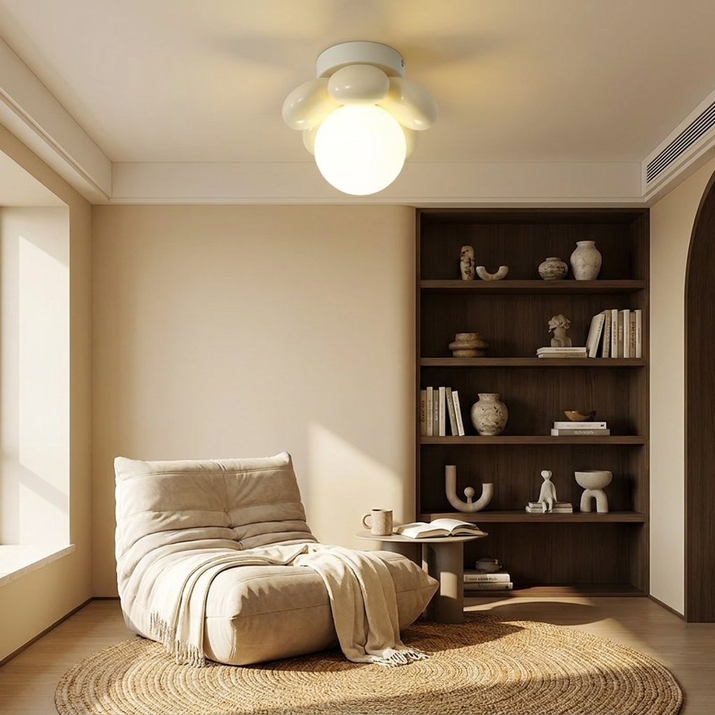 Ceiling Light with Scandinavian flowers lifestyle image - Higgsfield lux20v1 - a13
