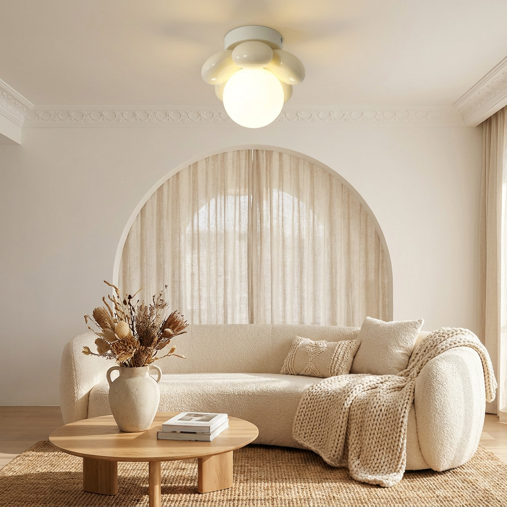 Ceiling Light with Scandinavian flowers lifestyle image - Higgsfield lux20v1 - a19