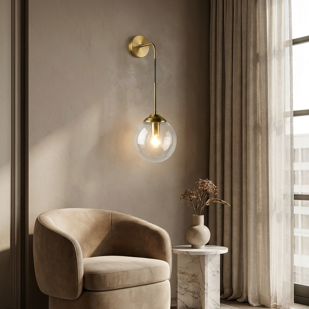 Shiny Nordic Globe Wall Light lifestyle image - Higgsfield lux20v1 - a14
