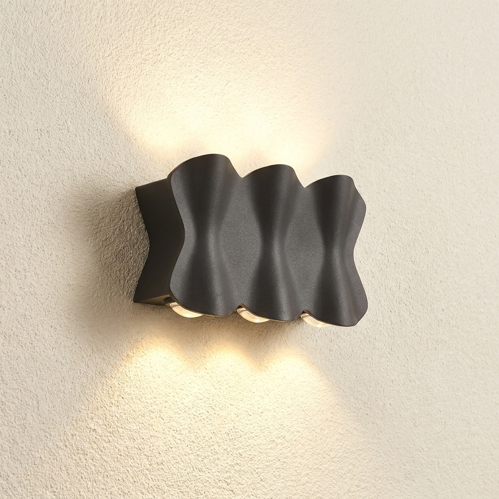 Solara - Modern waterproof LED outdoor wall lights made of aluminum lifestyle image - Higgsfield lux20v1 - a1