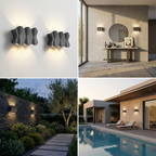 Solara - Modern waterproof LED outdoor wall lights made of aluminum lifestyle image - Higgsfield lux20v1 - a9