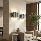 Solara - Modern waterproof LED outdoor wall lights made of aluminum lifestyle image - Higgsfield lux20v1 - a14