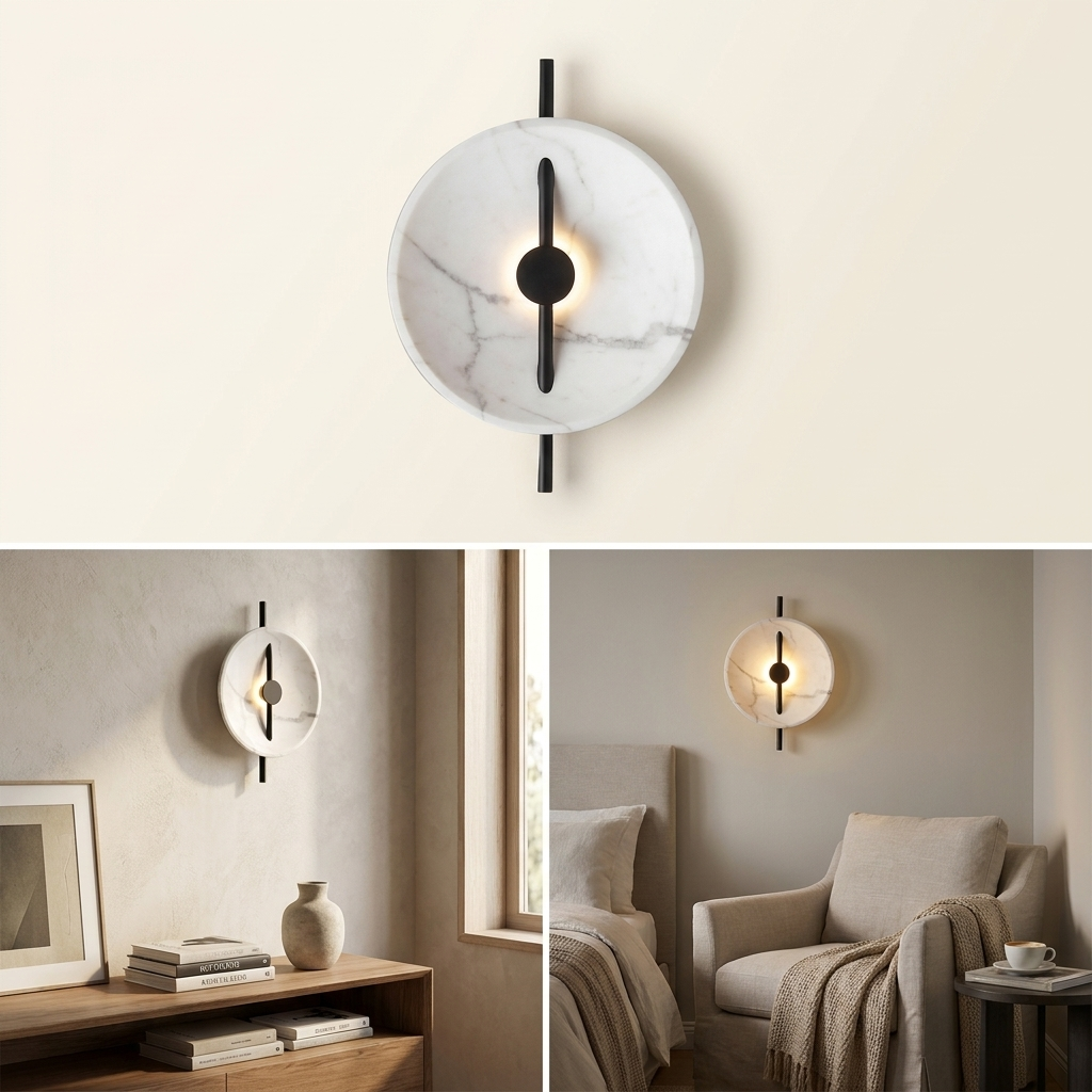 Nordic Round Resin Wall Ligh lifestyle image - Higgsfield lux20v1 - hero