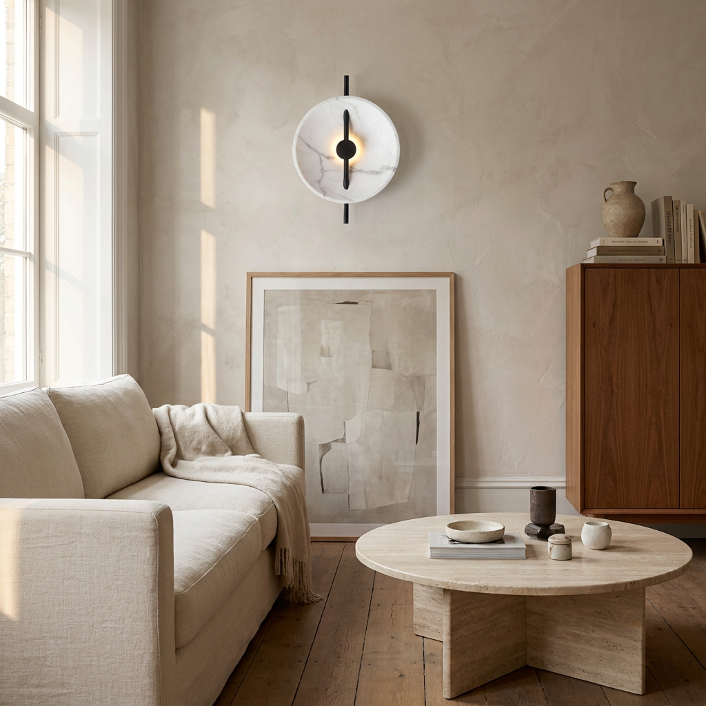 Nordic Round Resin Wall Ligh lifestyle image - Higgsfield lux20v1 - a5
