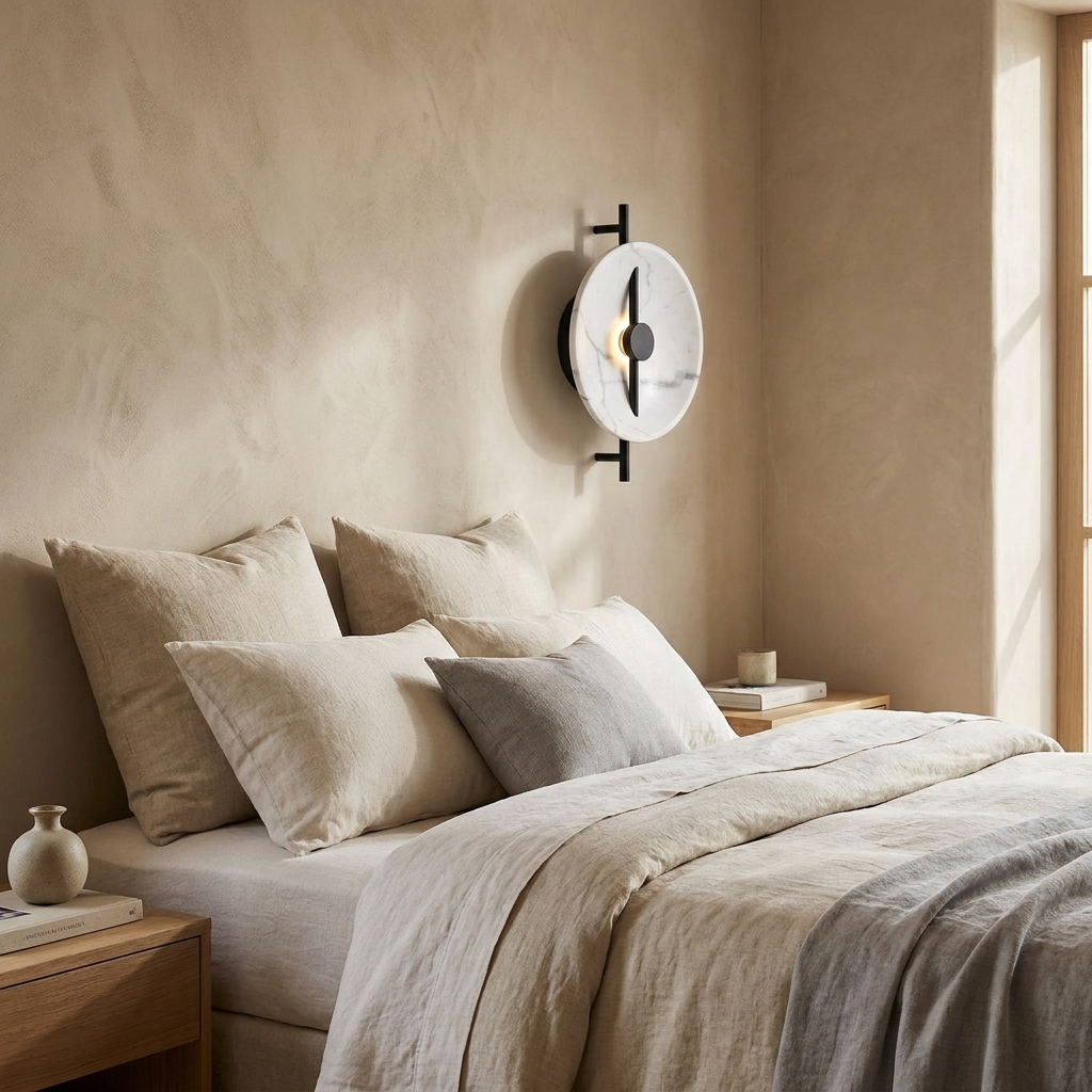 Nordic Round Resin Wall Ligh lifestyle image - Higgsfield lux20v1 - a8