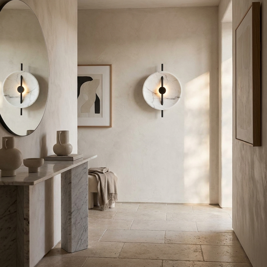 Nordic Round Resin Wall Ligh lifestyle image - Higgsfield lux20v1 - a9