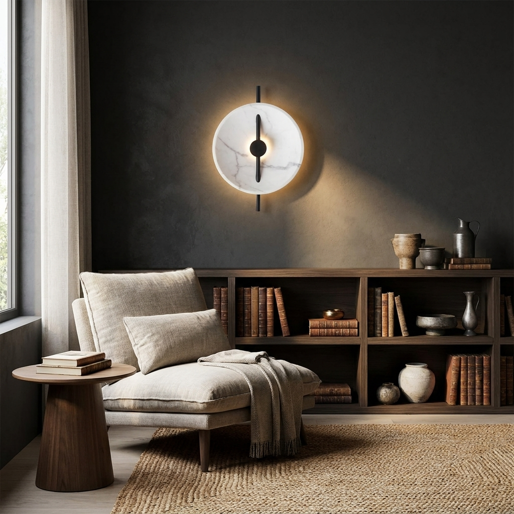 Nordic Round Resin Wall Ligh lifestyle image - Higgsfield lux20v1 - a13