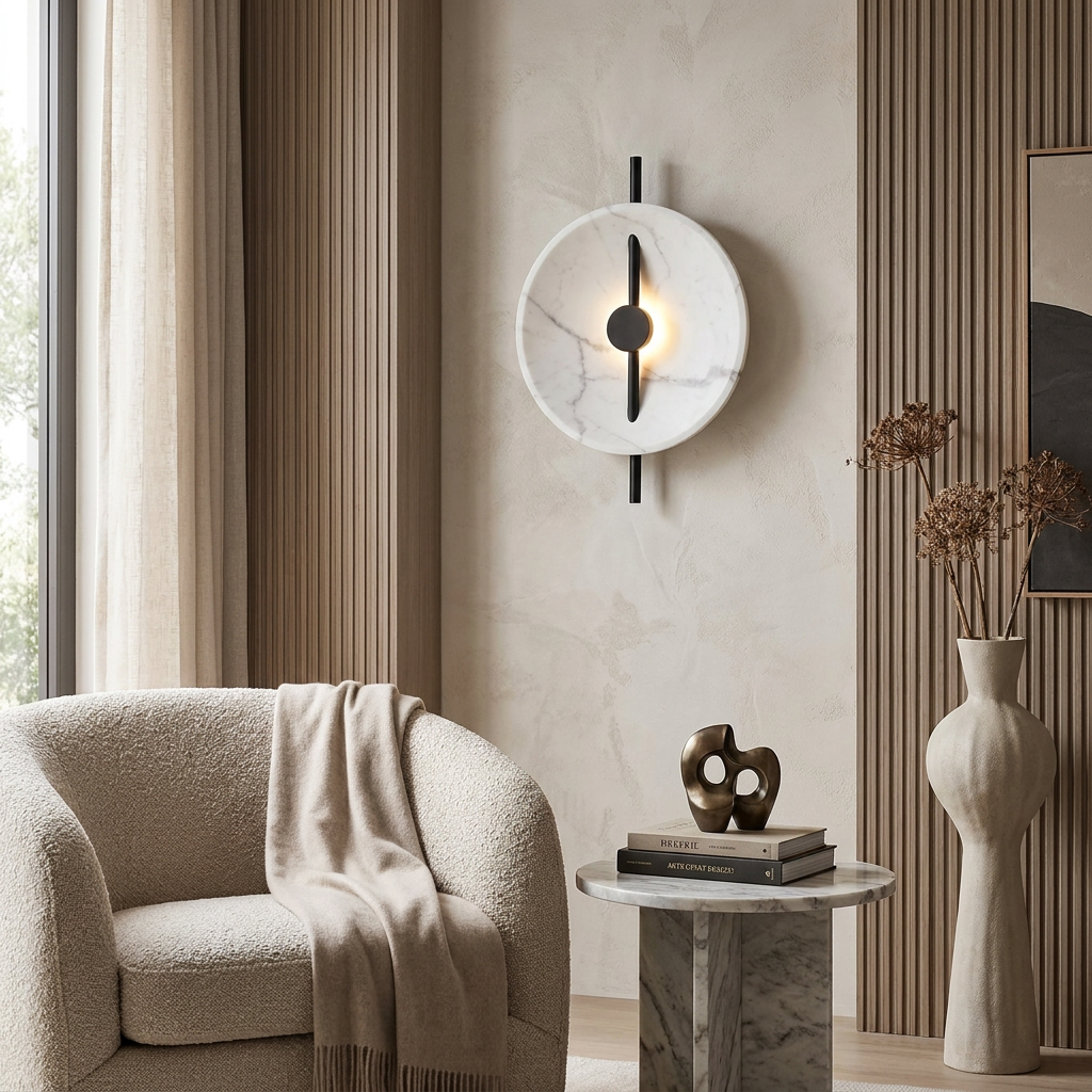 Nordic Round Resin Wall Ligh lifestyle image - Higgsfield lux20v1 - a14