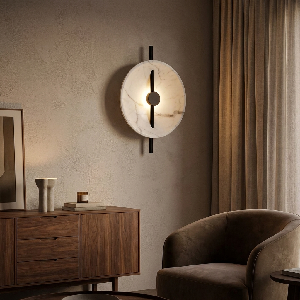 Nordic Round Resin Wall Ligh lifestyle image - Higgsfield lux20v1 - a15