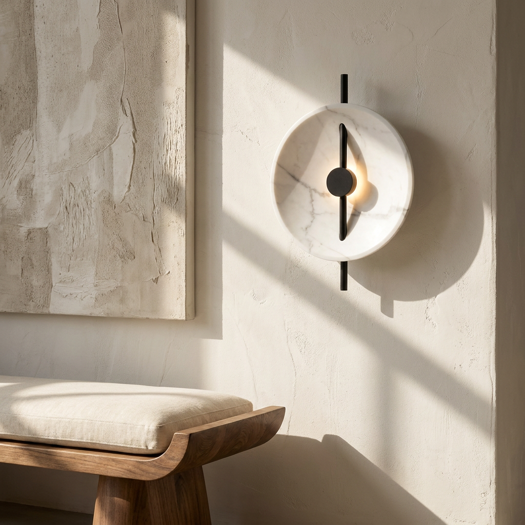 Nordic Round Resin Wall Ligh lifestyle image - Higgsfield lux20v1 - a16