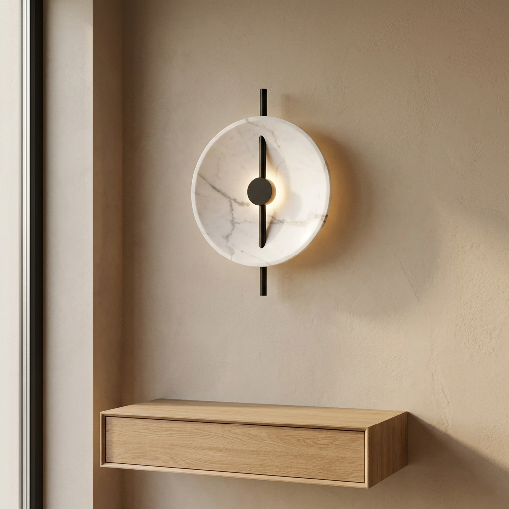 Nordic Round Resin Wall Ligh lifestyle image - Higgsfield lux20v1 - a17