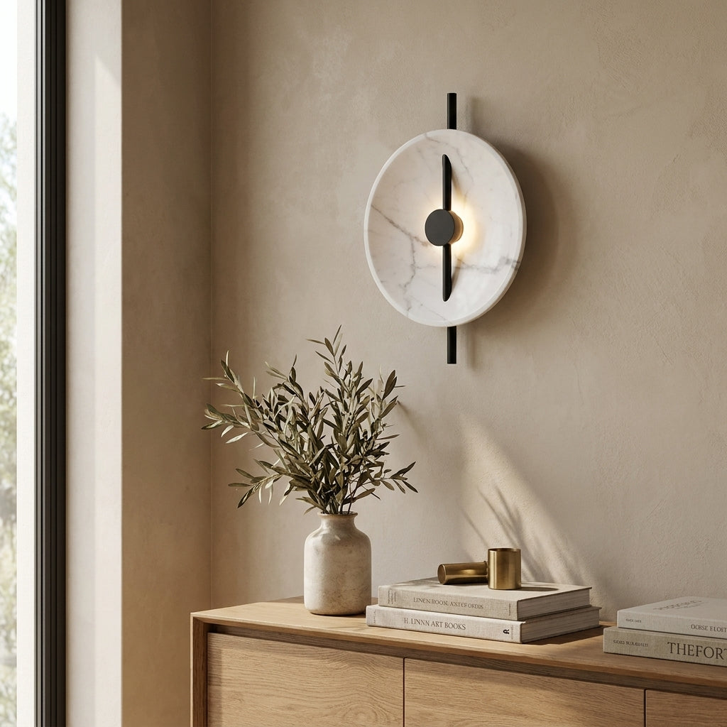 Nordic Round Resin Wall Ligh lifestyle image - Higgsfield lux20v1 - a19