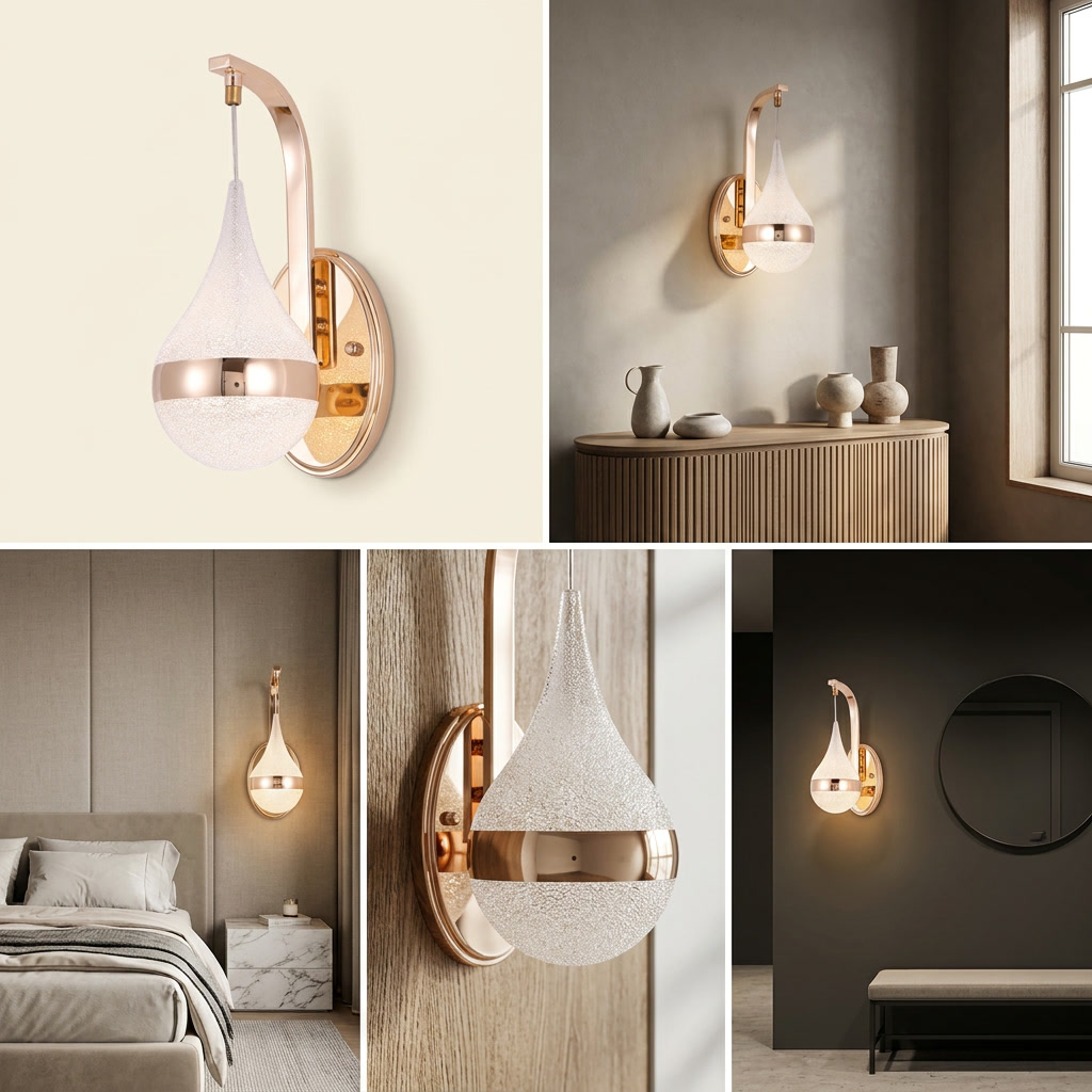 Drop Shape Modern LED Wall Light lifestyle image - Higgsfield lux20v1 - hero